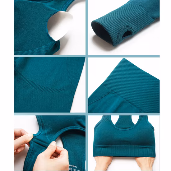 여성 요가 세트 원활한 레깅스 긴 소매 자르기 탑 스포츠 브래지어 러닝 바지 체육관 의류 피트니스 운동 스포츠 슈트